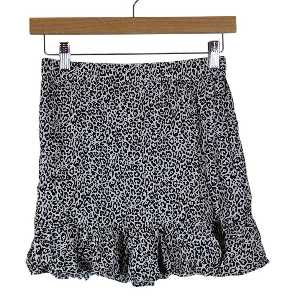 American Eagle Leopard Print Ruffle Mini Skirt Bl… - image 1